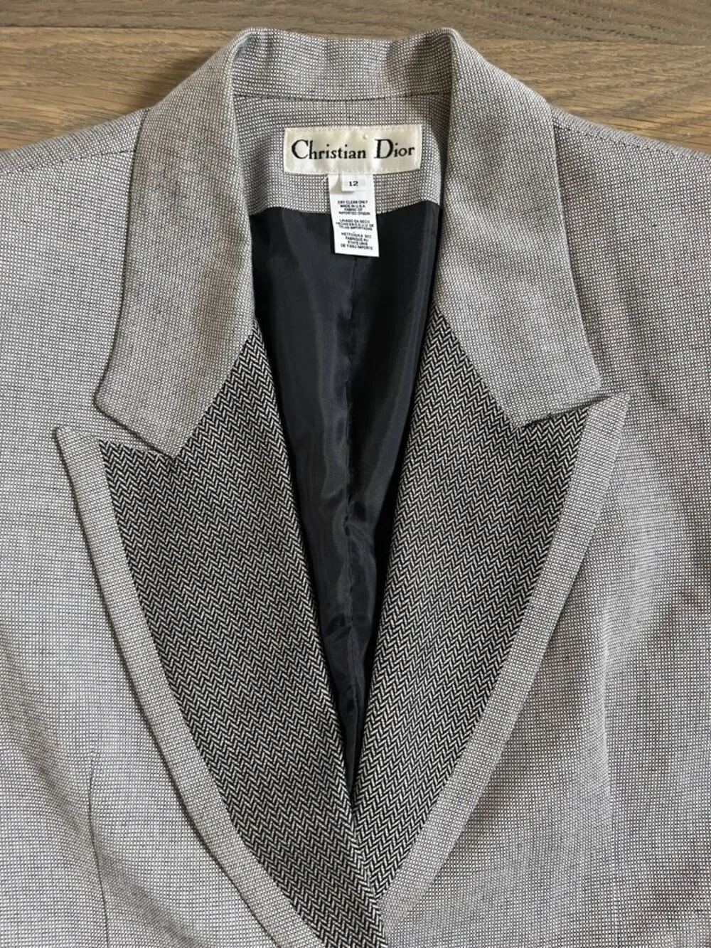 Vintage Christian Dior Black Ivory Blazer | 90s Tailored Wool Blend Jacket